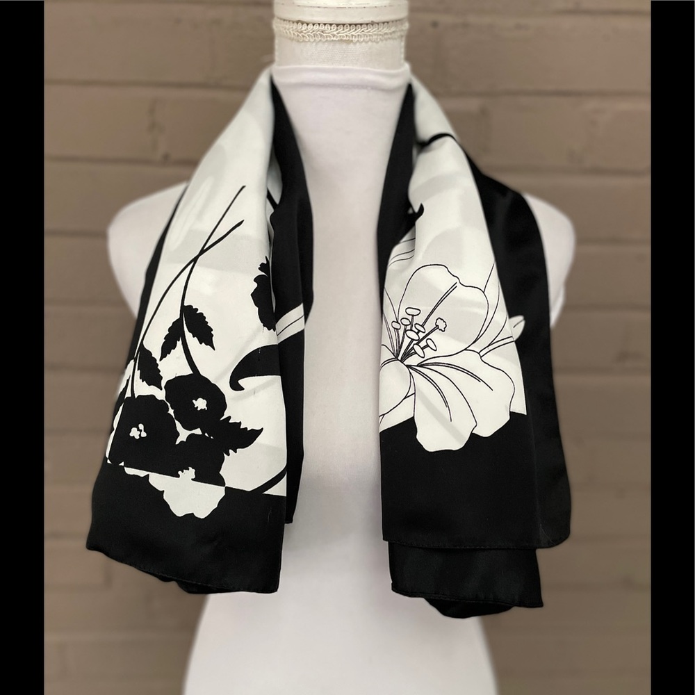Black and white Italian floral print scarf